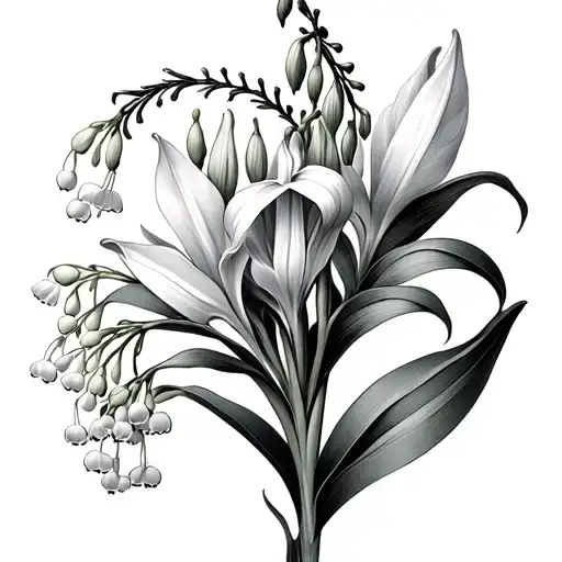 Lily Of The Valley And Gladiolus tattoo design idea