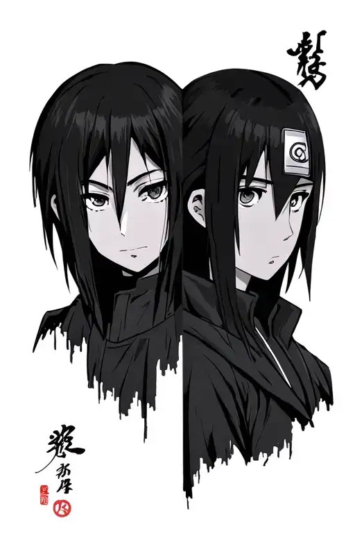 Nagato and Itachi Uchiha eyes tattoo design idea