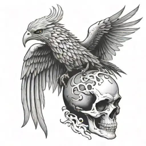 Phoenix Skull tattoo design idea