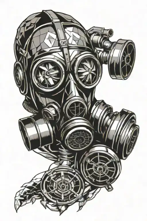 gas mask, stalker, looking back tattoo tattoo design idea