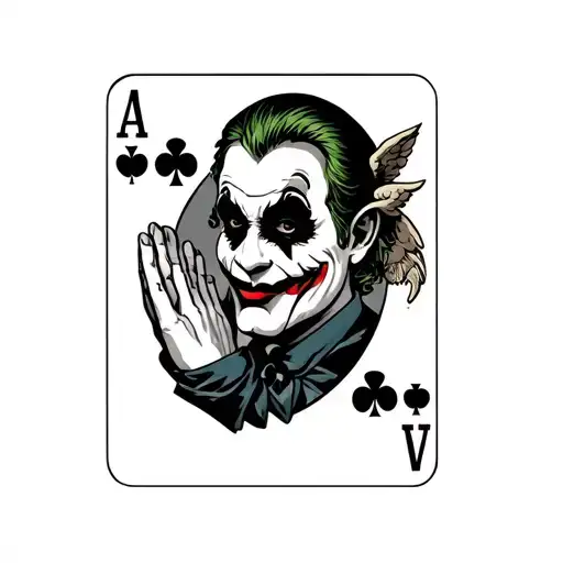 joker, playing cards, praying hands and cherubs  tattoo design idea