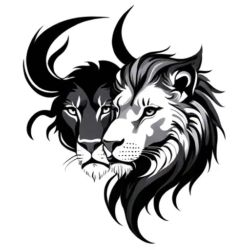 Gemini And Leo zodiac sign tattoo design idea