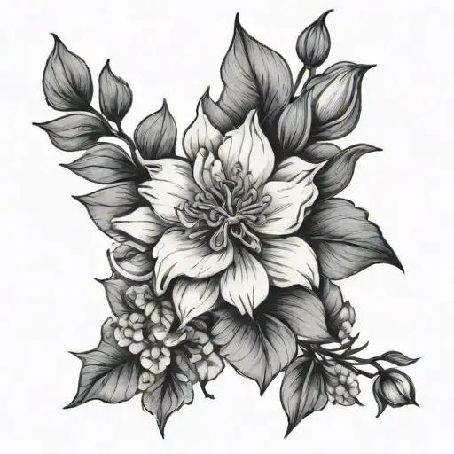 july birth flower tattoo design idea