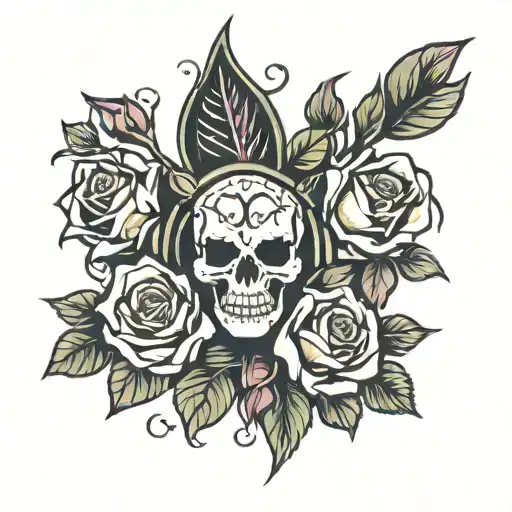 enter shikari logo with roses tattoo design idea
