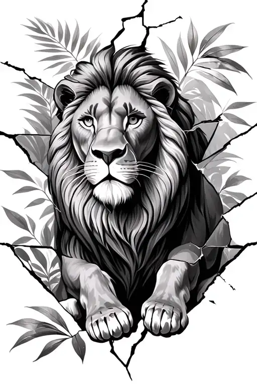 A glass broke in to 4 pieces. İn 1 piece, the drawing of the lion in "The Lion King". in 1 piece, The plant in "Leon". i tattoo design idea