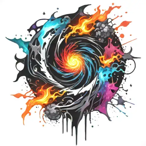 black hole exploding punk themed tattoo design idea