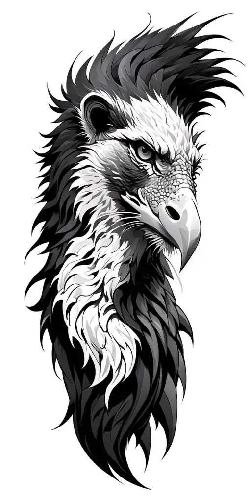 lion head, eagle head, dragon tattoo design idea