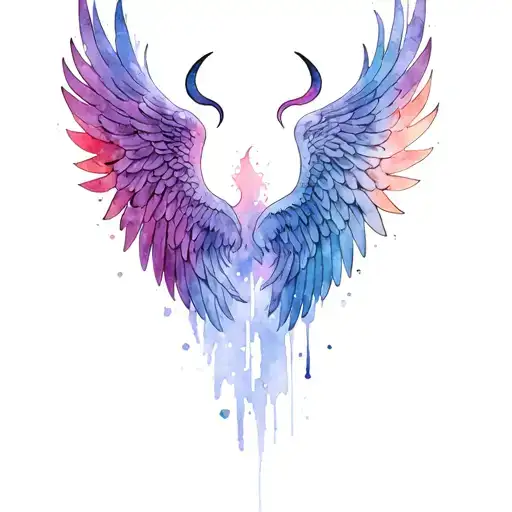 angel and devil wings, gemini zodiac sign tattoo design idea