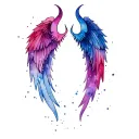 angel and devil wings, gemini zodiac sign tattoo design idea