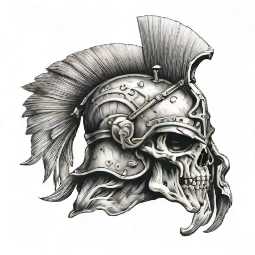 spartan warrior skull wearing tattoo design idea