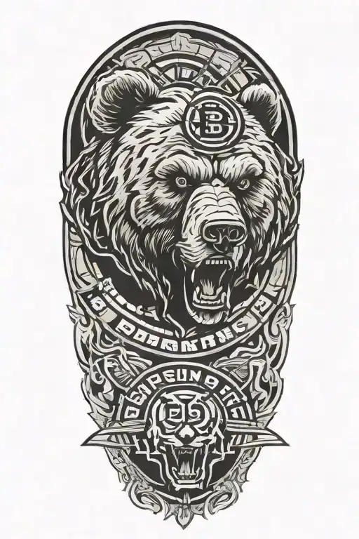 bear with boston bruins logo incorporated tattoo design idea