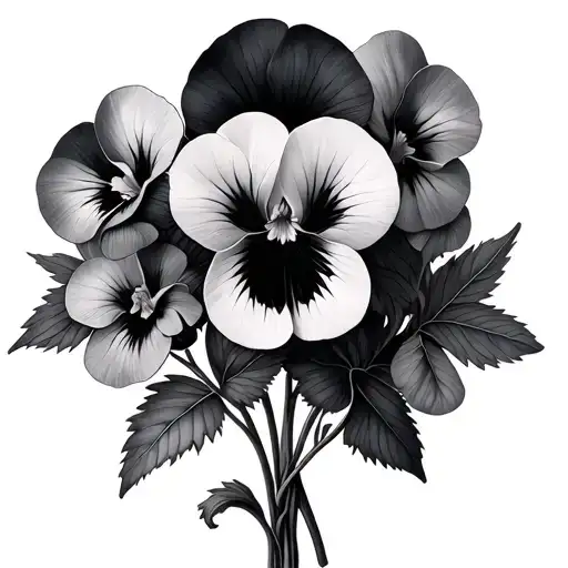 viola flower bouquet tattoo design idea
