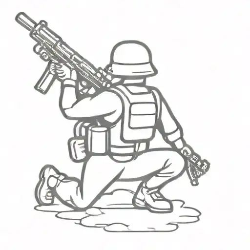 toy soldier kneeling with bazooka rocket tattoo design idea