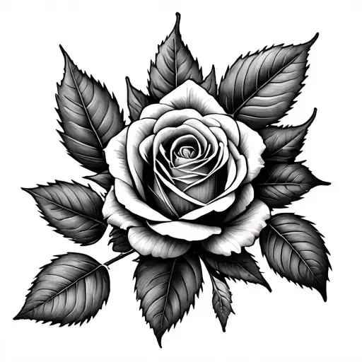 Roses in the autumn leaves tattoo design idea