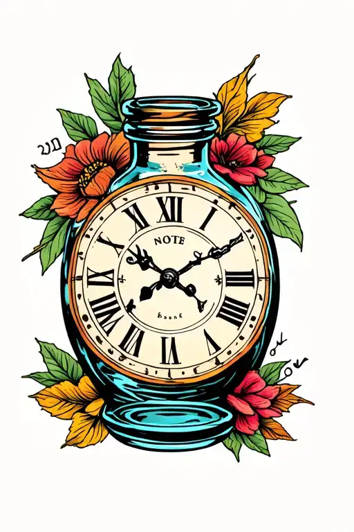 time in a bottle tattoo design idea