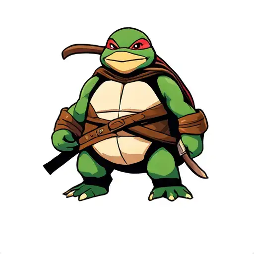 penguin dress as ninja turtle tattoo design idea