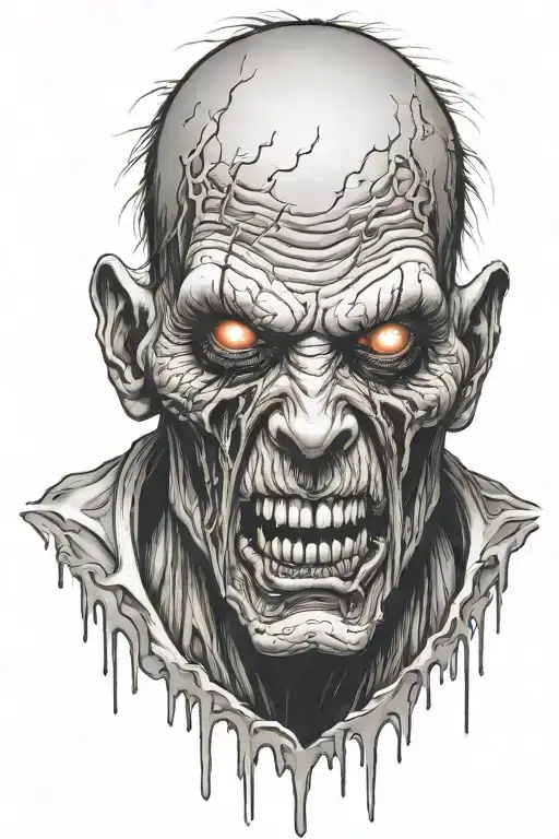 zombie head tattoo design idea