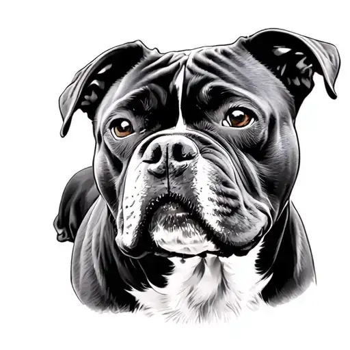 staffy dog breed trad style tattoo design idea