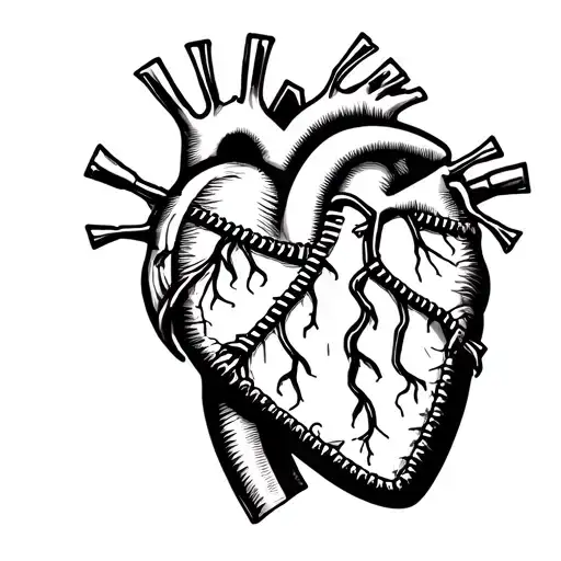 "Oliver" zipper heart surgery tattoo design combining elements tattoo design idea