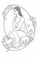 Circe with animals tattoo design idea