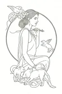 Circe with animals tattoo design idea
