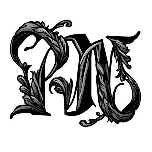 alphabet P M tattoo design idea