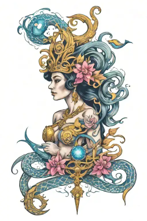 ophiuchus, queen, goddess tattoo design idea