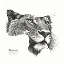 half jesus face half scarred lion tattoo design idea