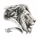 half jesus face half scarred lion tattoo design idea