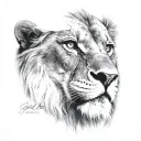 half jesus face half scarred lion tattoo design idea
