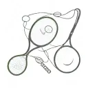 Two tennis rackets crossed. In one racket has the letter D and in the other de letter C. Tattoo should be with thin line tattoo design idea
