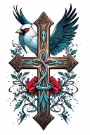 cardinal cross tattoo design idea