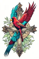 cardinal cross tattoo design idea