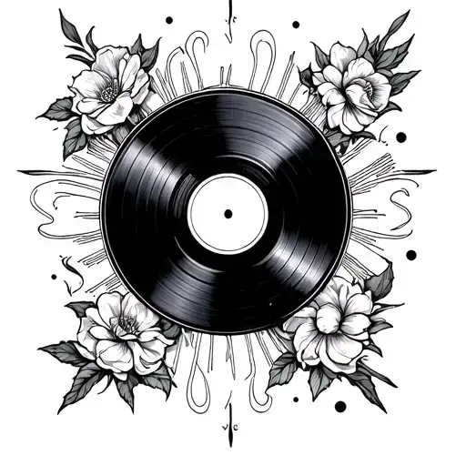 a virgin catolic taking a vinyl record tattoo design idea