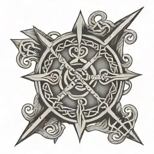 Dora Celtic knot with three arrows and til the ashes words in celtic  tattoo design idea