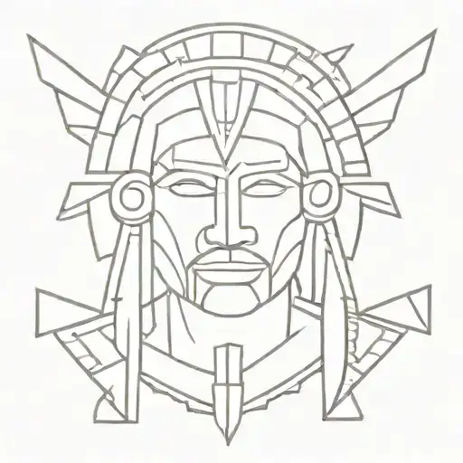 carribean Aztec warrior tattoo design idea