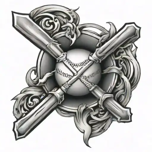 cross, baseball and 7355608 tattoo design idea