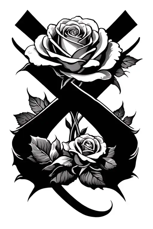 X-shape and rose tattoo tattoo design idea