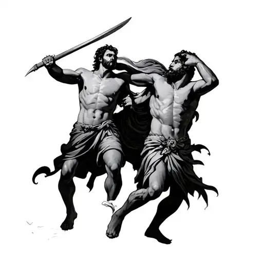 David and Goliath tattoo design idea