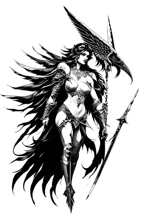 Gunnr Valkyrie warrior tattoo design idea