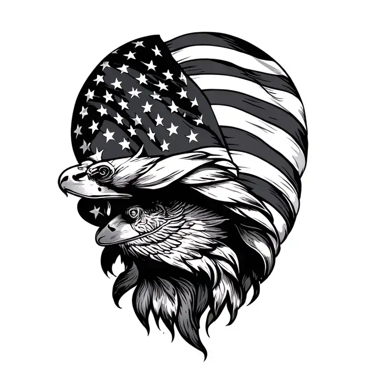 1776 American flag intertwined tattoo design idea
