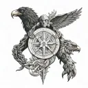 Create a tattoo for the arm. The main figures are the Greek gods Prometheus, Chaos and Chronos. Geometric figures should tattoo design idea