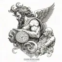 Create a tattoo for the arm. The main figures are the Greek gods Prometheus, Chaos and Chronos. Geometric figures should tattoo design idea
