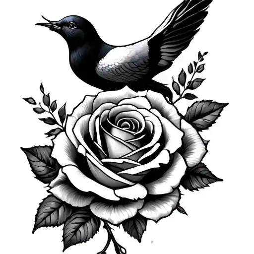 Dove And Rose tattoo design idea