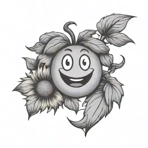 ms pac man and sunflowers tattoo design idea