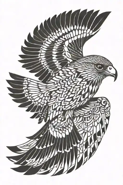 egiptian falcon diving tattoo design idea