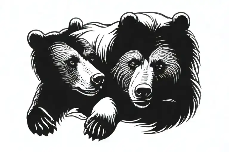 a grizzly bear sleeping on a cushion tattoo design idea
