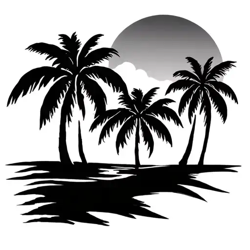 3 palm trees going into 1 tattoo design idea