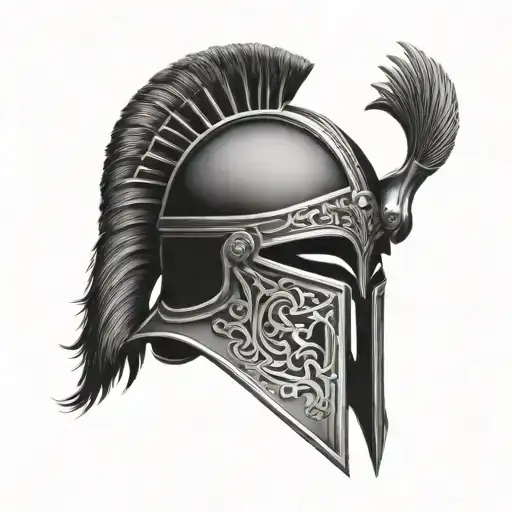 greek warrior helmet tattoo design idea