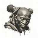 African monk meditating tattoo design idea